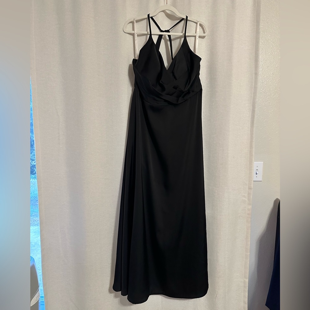 Azazie Davis black satin dress